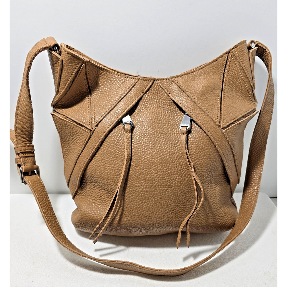 Christopher Kon Pebble Leather Shoulder Bag Tan NEW